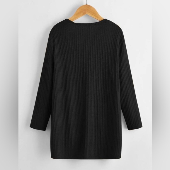 SHEIN Tween Girl Open Front Patch Pocket Rib-Knit Cardigan, 9Y, NWOT - Picture 2 of 6